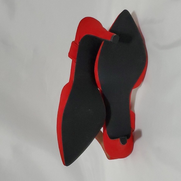 ORIPLALLA Heels for Women Dress Shoes Low Heel Ankle Strap Slingback D'Orsay Red - Picture 12 of 13